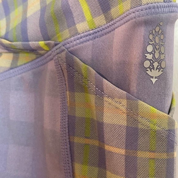 Free People FP Movement Lilac & Green Plaid Leggings Size M NWOT - Picture 9 of 12